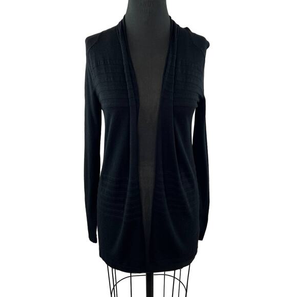 THEORY Black Viscose-Silk Blend Long Sleeve Open Front Cardigan Sweater Size XS - Picture 1 of 7